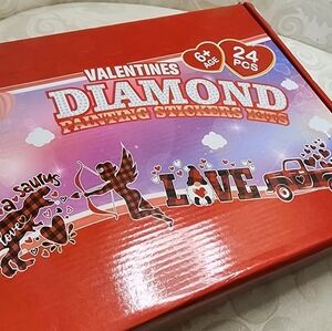 NEW 24-PIECE VALENTINE’S DIAMOND PAINTING STICKER KIT FOR KIDS 6+ DIY CRAFT SET